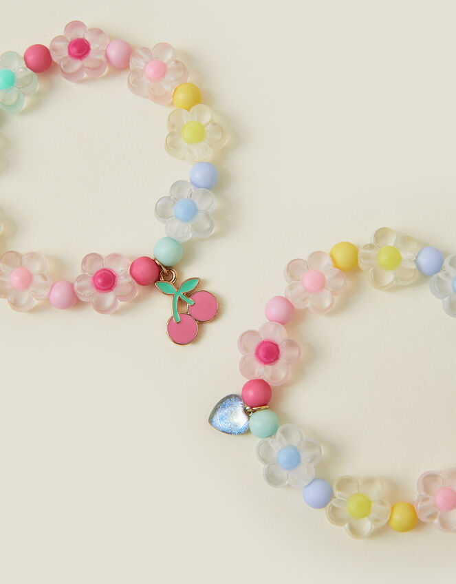 2-Pack Girls Beaded Flower Bracelets, , large