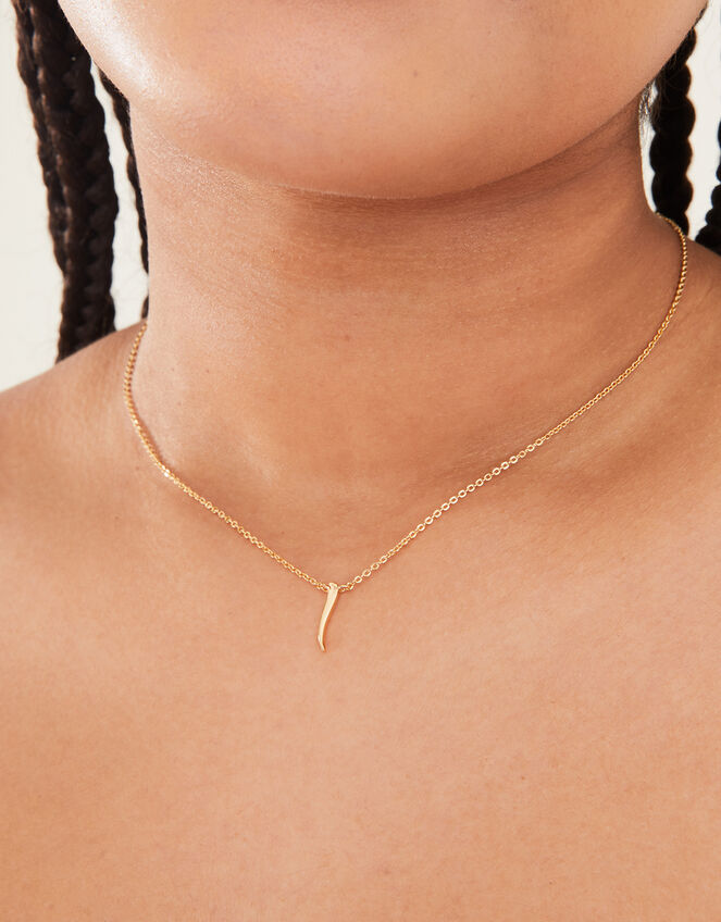 14ct Gold-Plated Arabic Initial Pendant Necklace - A (Alif), , large