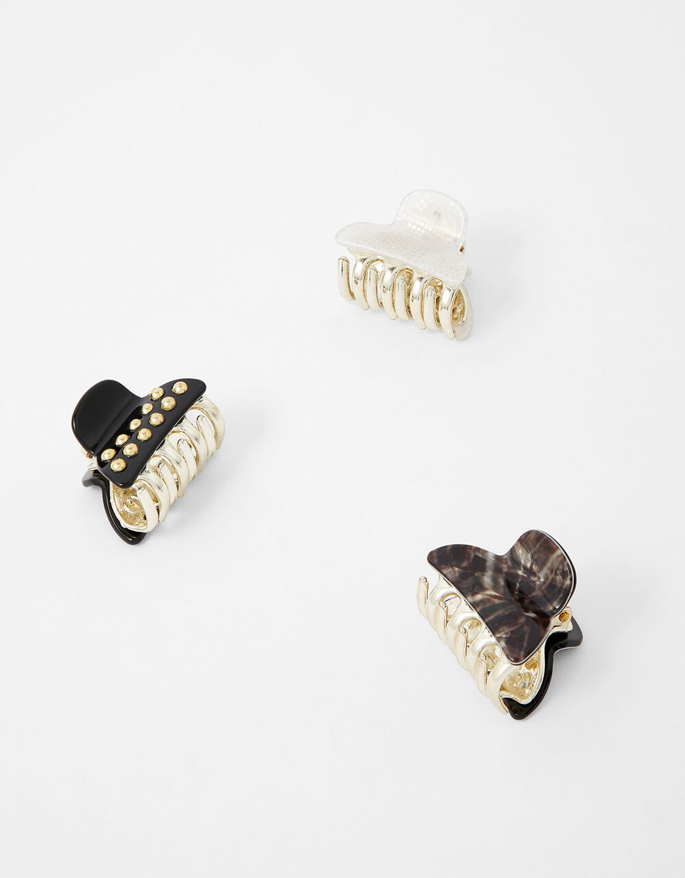 Studded Mini Claw Clip Set Hair bands & Scrunchies Accessorize UK