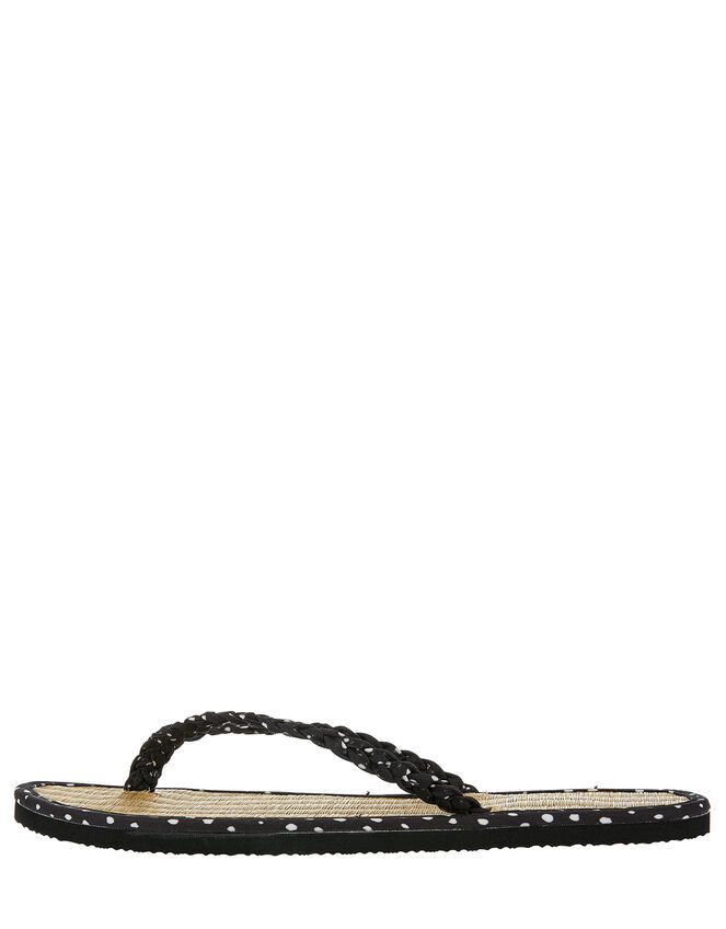Plaited Spot Seagrass Flip Flops, Black (BLACK), large