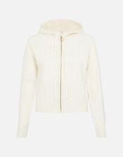 Lounge Knit Zip Hoody , Cream (CREAM), large