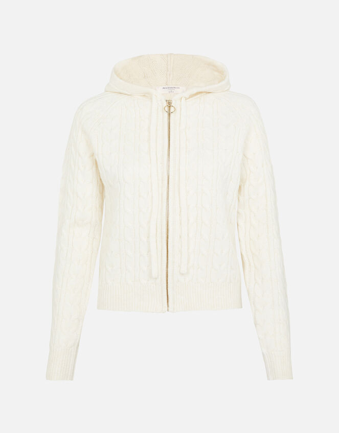 Lounge Knit Zip Hoody , Cream (CREAM), large