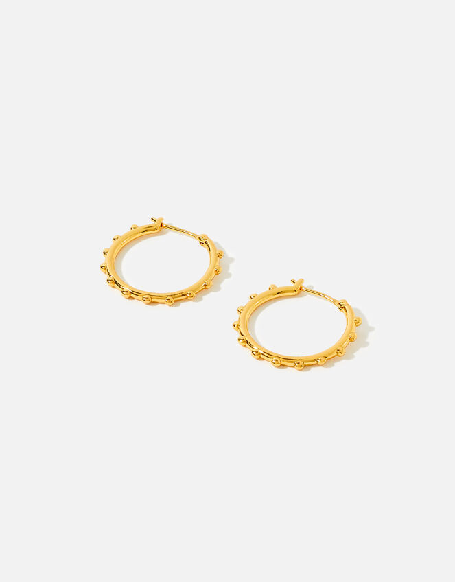 Gold-Plated Station Bead Hoops, , large