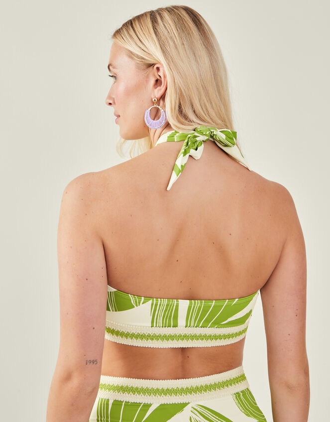 Squiggle Print Halter Bikini Top, Green (GREEN), large