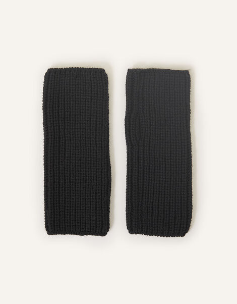 Ribbed Cut Off Gloves, Black (BLACK), large