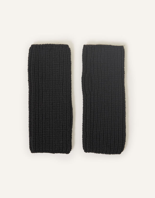 Ribbed Cut Off Gloves, Black (BLACK), large