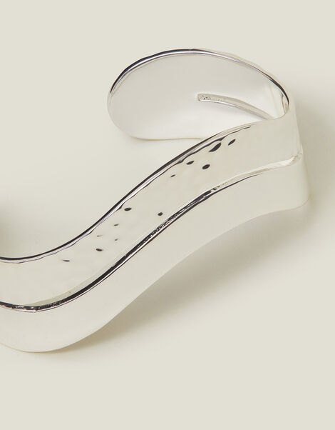 Sterling Silver-Plated Wave Cuff Bangle , , large