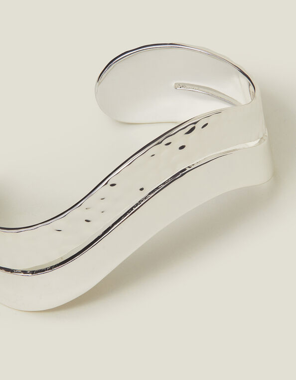 Sterling Silver-Plated Wave Cuff Bangle , , large
