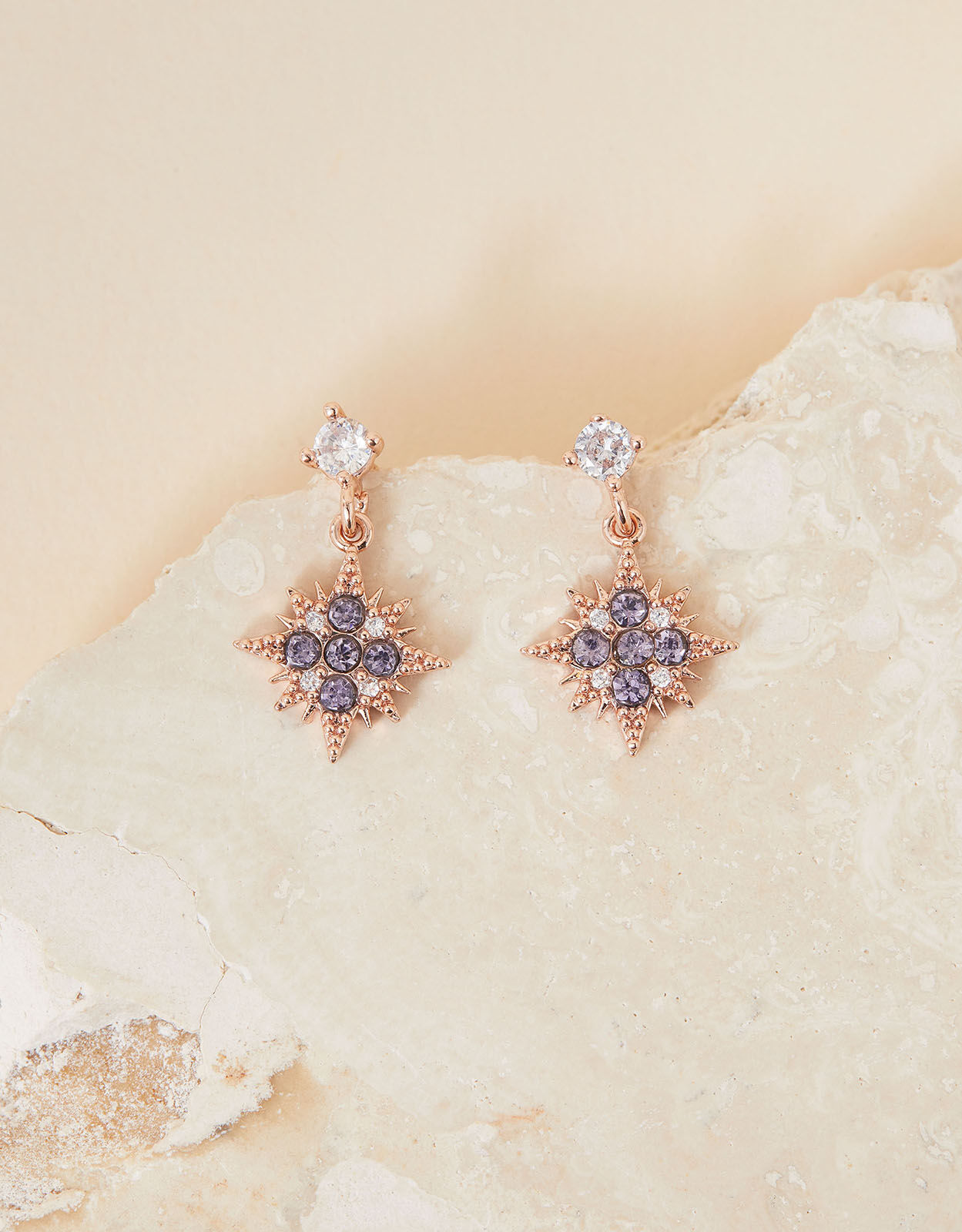 Rose Gold Plated Star Short Drop Earrings Z for Accessorize