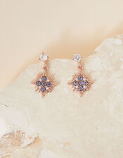 Rose Gold-Plated Star Short Drop Earrings, , large
