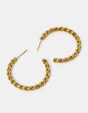 Stainless Steel Twisted Hoop Earrings, , large