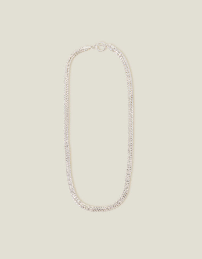 Sterling Silver-Plated Chunky Weave Chain Necklace, , large
