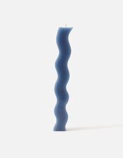 Handmade Wavy Pillar Candle, Blue (BLUE), large