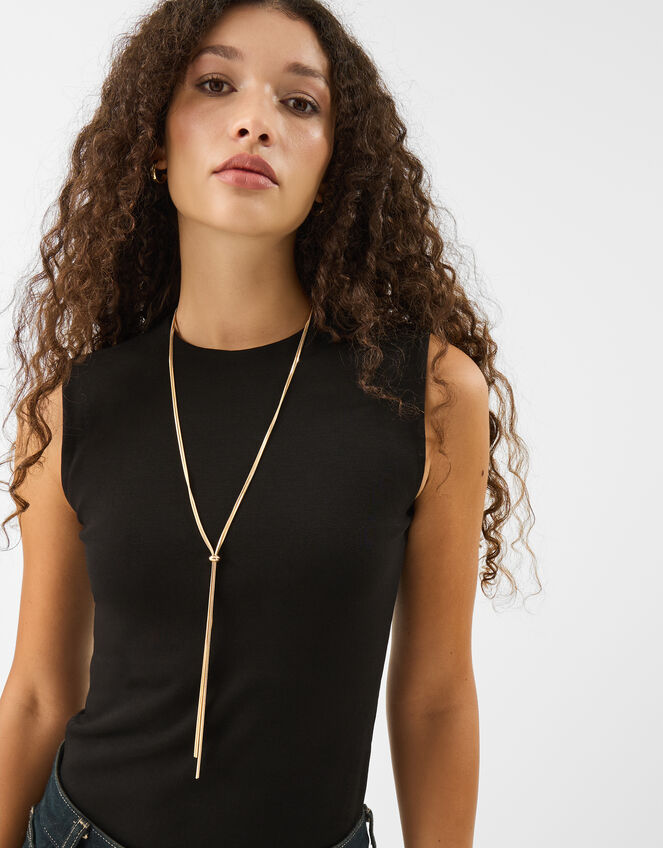 Slinky Lariat Necklace, Gold (GOLD), large