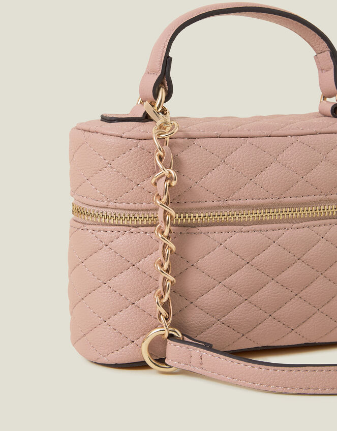 Quilted Top Handle Cross-Body Bag, Nude (NUDE), large