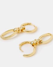 14ct Gold-Plated Knot Link Drop Hoop Earrings, , large