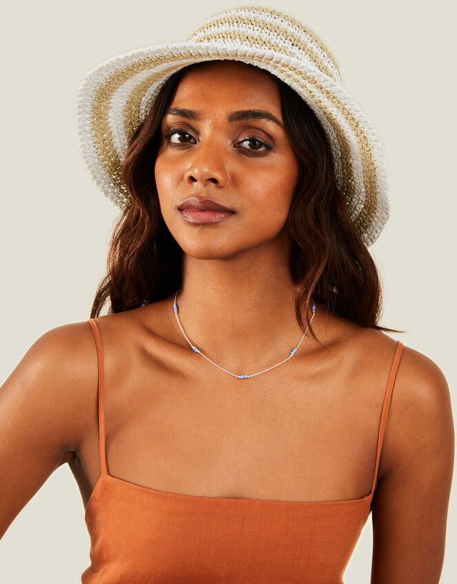 Stripe Bucket Hat, Natural (NATURAL), large