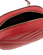 Quilted Faux Leather Cross-Body Bag, Red (RED), large