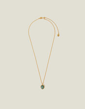 14ct Gold-Plated Aventurine Pendant Necklace, , large