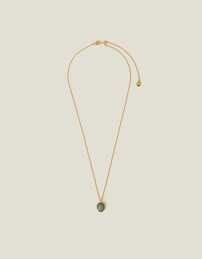 14ct Gold-Plated Aventurine Pendant Necklace, , large