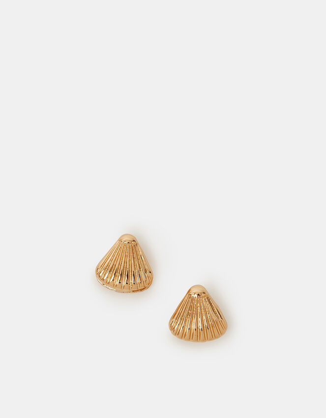 Shell Huggie Hoop Earrings Gold, , large