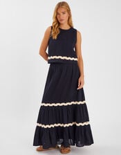 Ric Rac Tiered Maxi Skirt, Black (BLACK), large