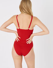 Keyhole Plunge Shaping Swimsuit, Red (RED), large