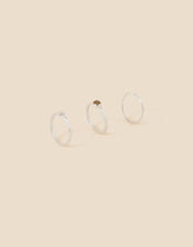 Recycled Sterling Silver Labradorite Rings Set of Three , Blue (BLUE), large
