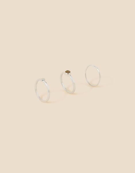 Recycled Sterling Silver Labradorite Rings Set of Three  Blue, Blue (BLUE), large