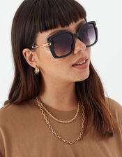 Metal Detail Oversized Square Sunglasses, , large