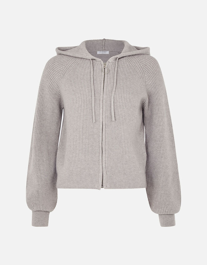 Ribbed Knit Lounge Hoody , Grey (LIGHT GREY), large