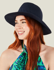 Packable Fedora, Blue (NAVY), large