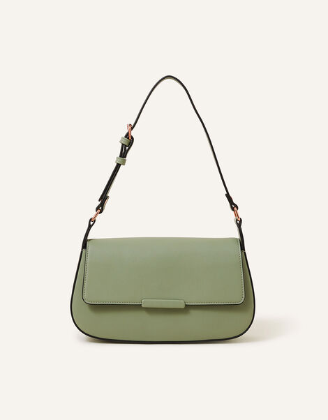 Buckle Strap Bar Shoulder Bag, Green (GREEN), large