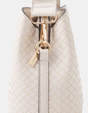 Faux Leather Webbing Strap Crossbody Bag, Cream (CREAM), large