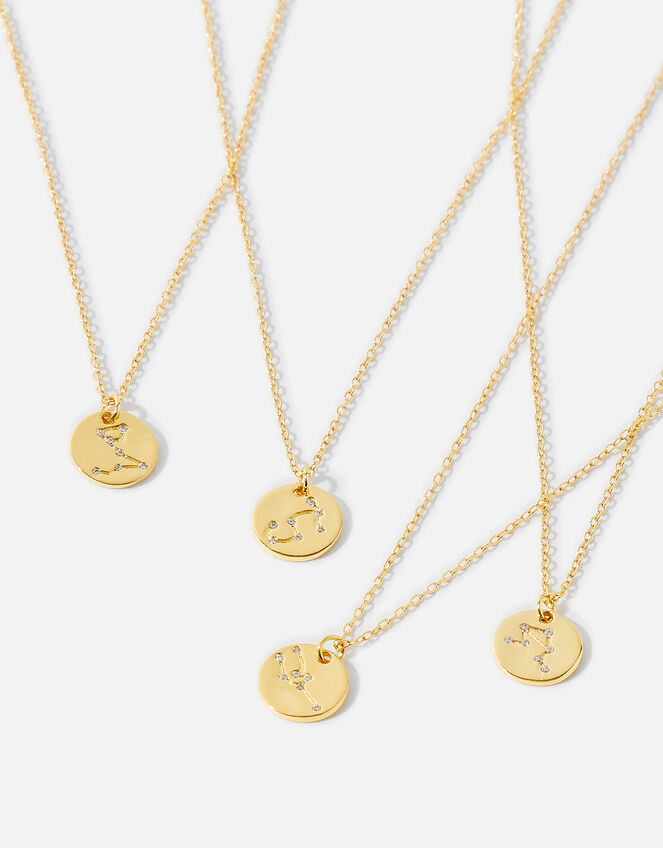 14ct Gold-Plated Constellation Zodiac Pendant Necklace, Gold (GOLD), large