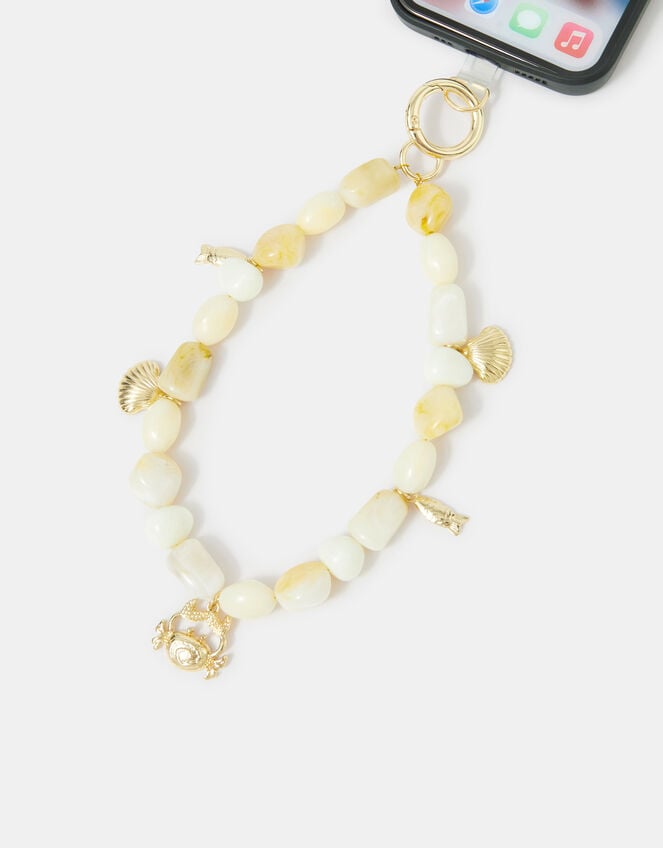 Shell Charm Beaded Wrist Phone Strap, , large