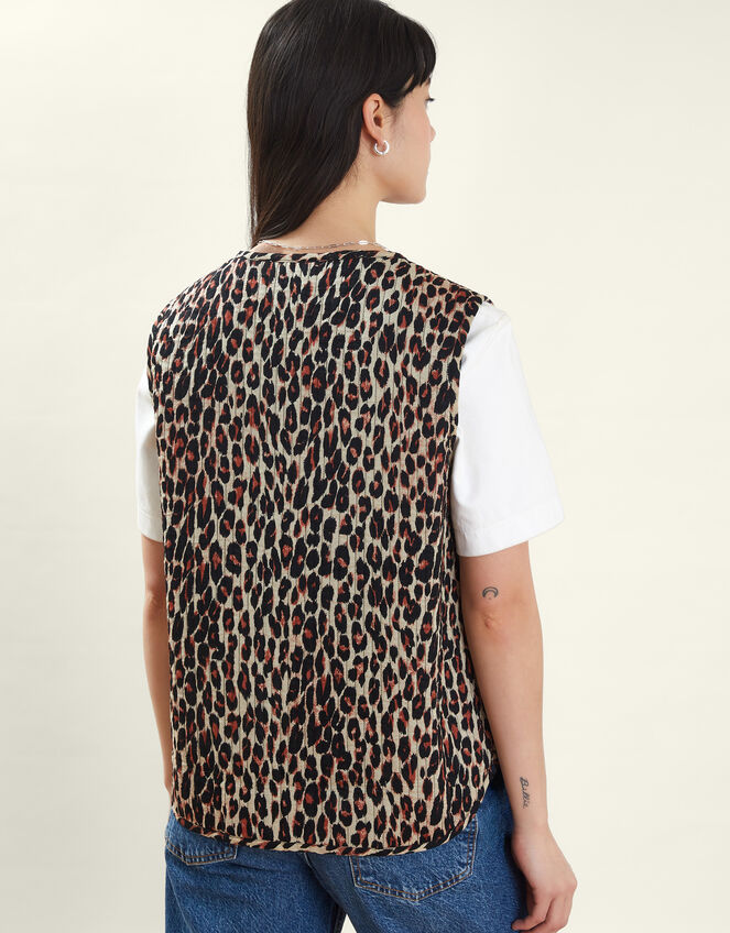 Leopard Print Quilted Waistcoat, Leopard (LEOPARD), large