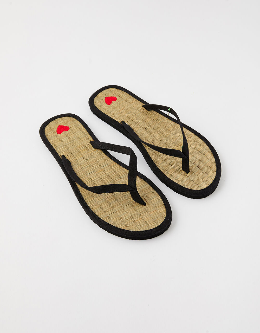 black seagrass flip flops