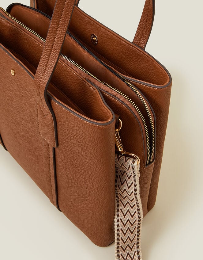 Webbing Strap Tote Bag, Tan (TAN), large