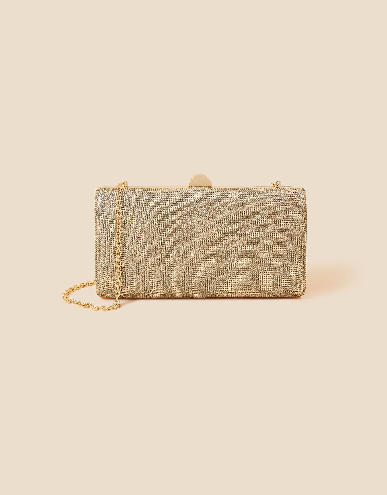 Metallic Hardcase Clutch Bag Gold