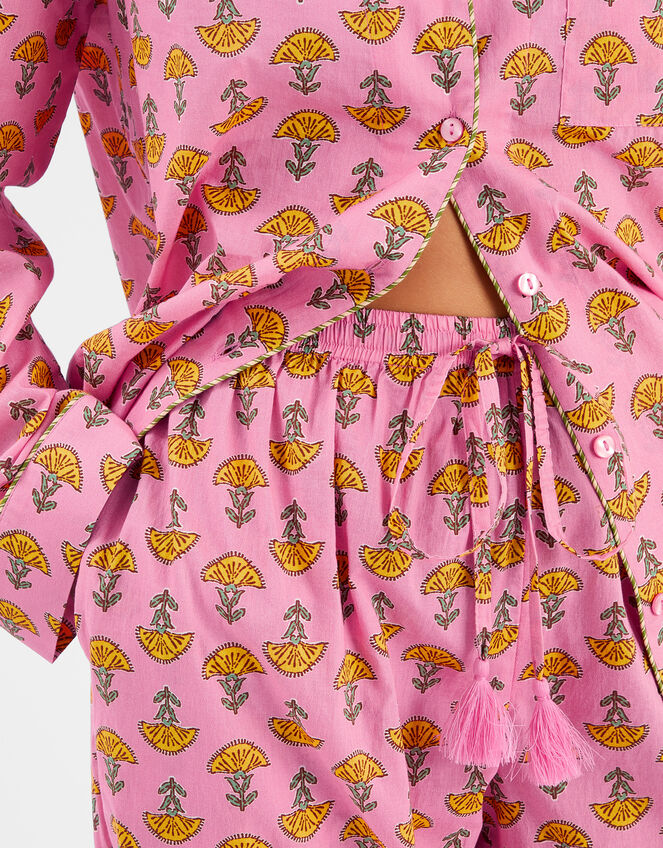 Marigold Print Long Pyjamas Set, Pink (PINK), large