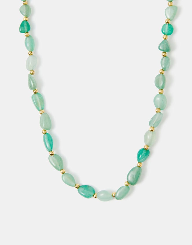 14ct Gold-Plated Aventurine Stone Necklace, , large