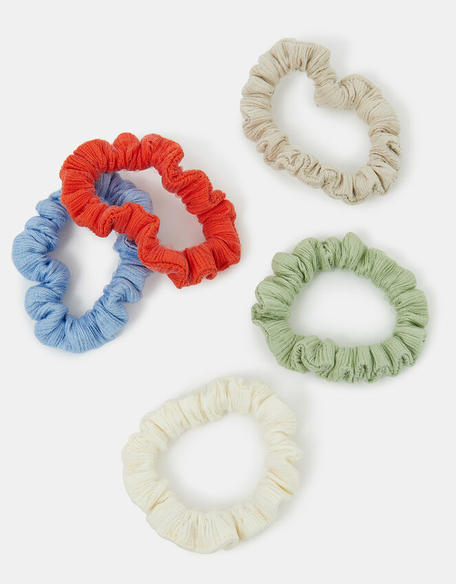 5-Pack Skinny Textured Hair Scrunchies, , large