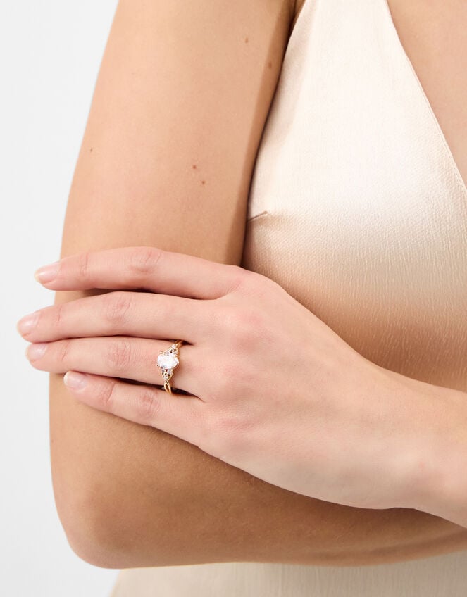 Cubic Zirconia Twist Engagement Ring, Gold (GOLD), large