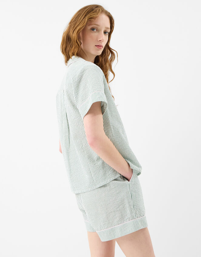 Stripe Cotton Short Pyjamas Set, Green (GREEN), large