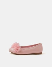 Girls Corsage Flower Ballet Flats, Pink (PINK), large