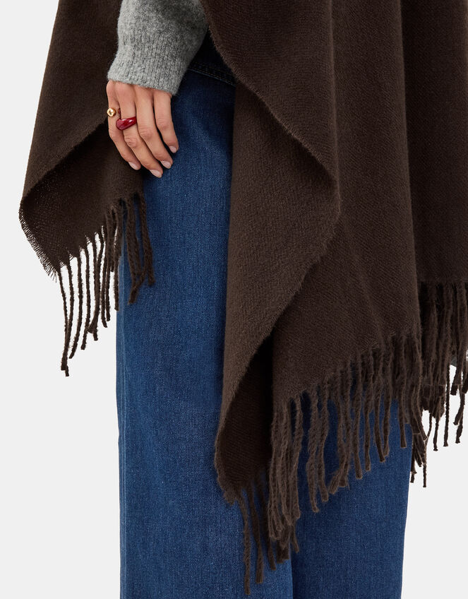 Fringe Trim Poncho, , large