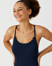 Textured Scallop Swimsuit, Blue (NAVY), large