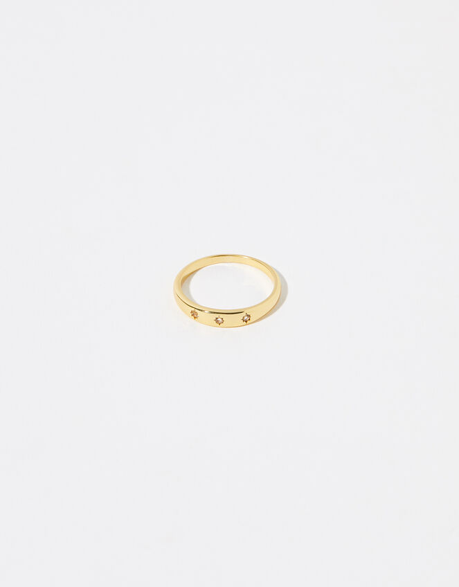 Gold Vermeil White Topaz Band Ring, Gold (GOLD), large