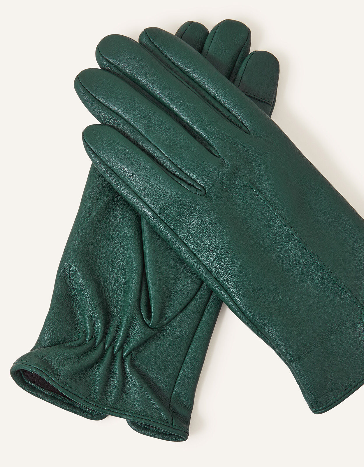 Ladies dark green leather gloves online